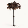 Luvamira Bamboo Reach ostrich feather duster standing upright on a warm off-white background.