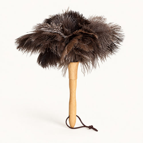 Brighter alternate view of the Luvamira Classic Handheld ostrich feather duster.