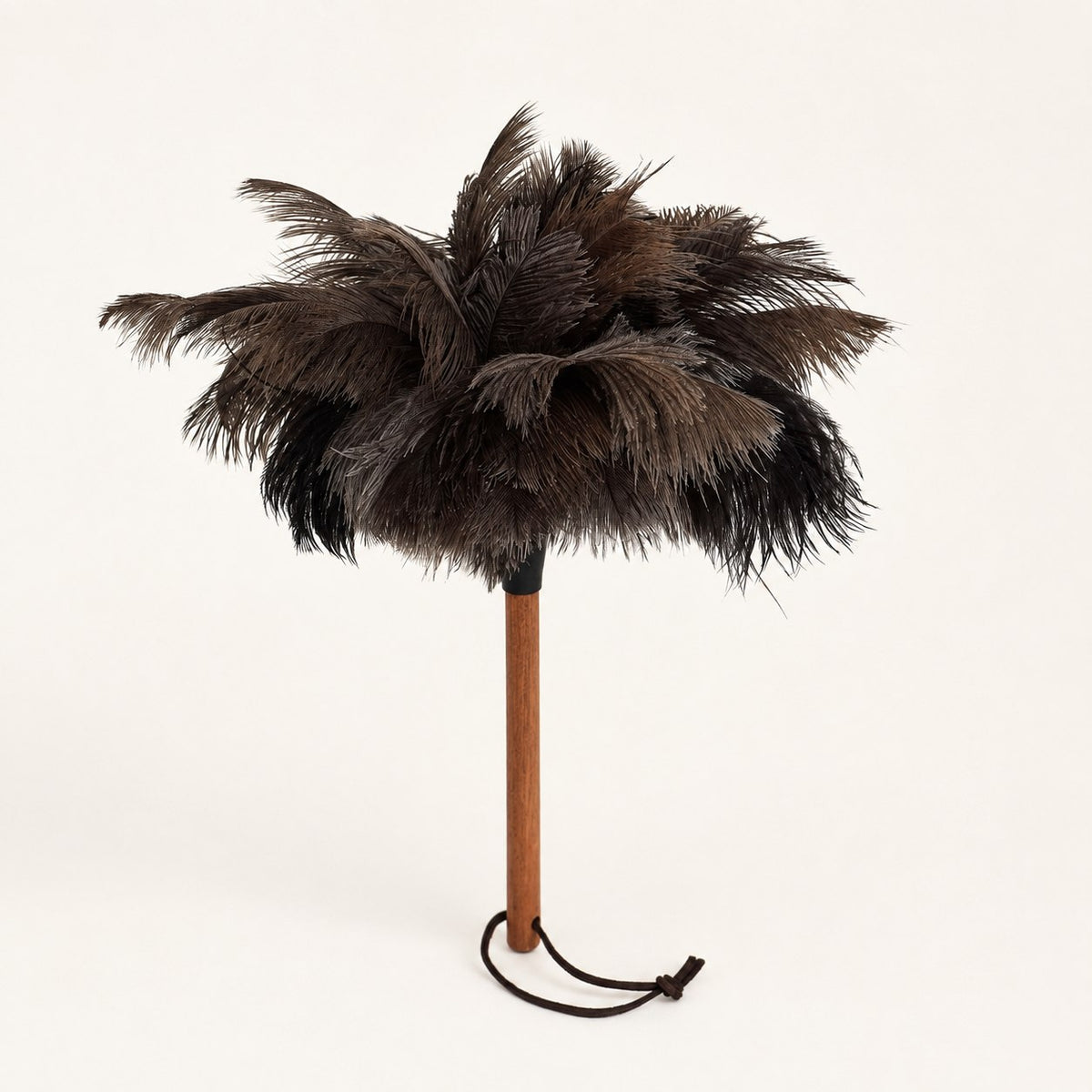 Alternate full view of the Luvamira Essential Handheld ostrich feather duster and natural feather shape.