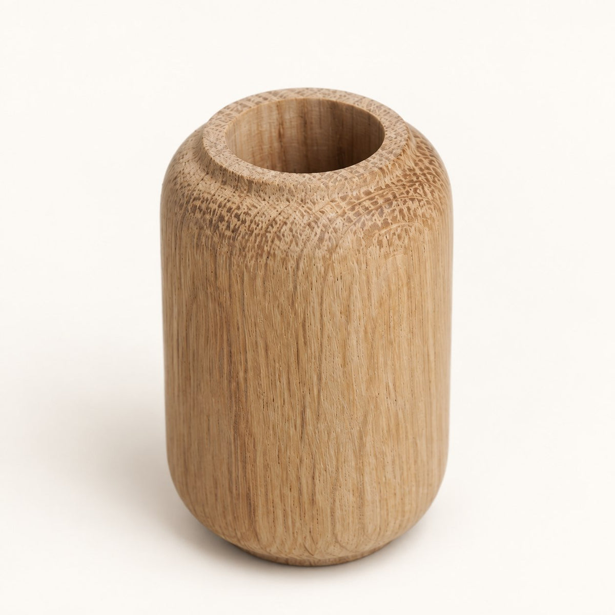 Top opening detail of Luvamira natural wood duster stand