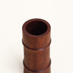 Opening detail of Luvamira tall dark wood duster stand