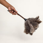 Luvamira Select Handheld ostrich feather duster held horizontally to show size and reach.