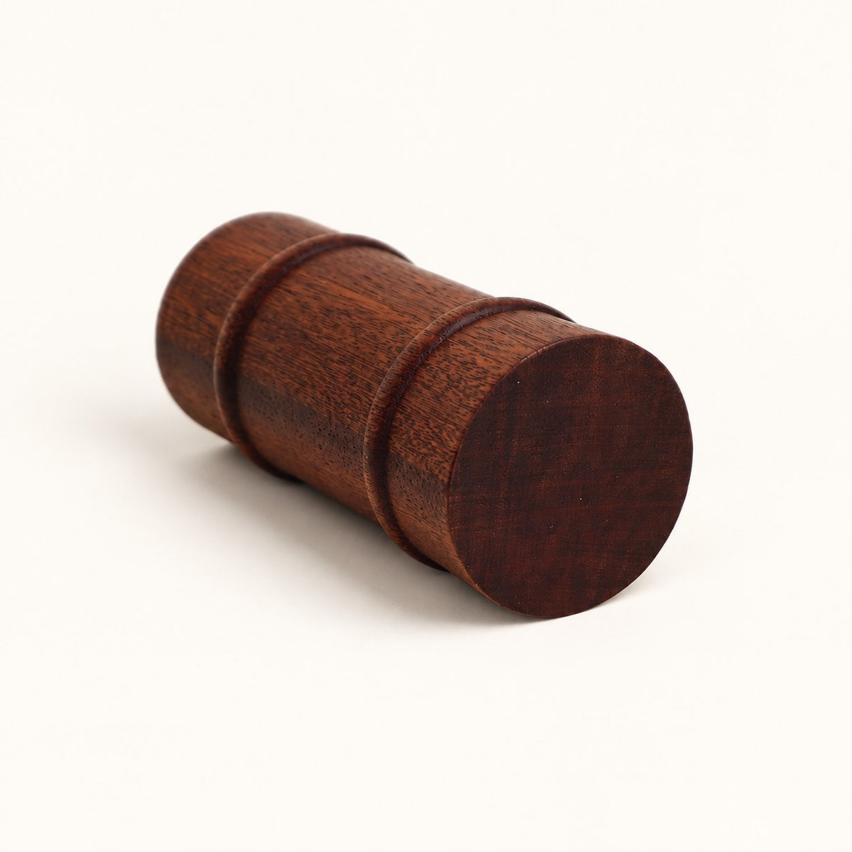 Base and bamboo-form ring detail of Luvamira tall dark wood duster stand