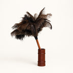 Luvamira tall dark wood stand with compatible short feather duster alternate view